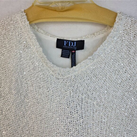 FDJ French Dressing Sequined Tunic XS White Sparkle NYE Dainty Fairy y2k New - Picture 2 of 14